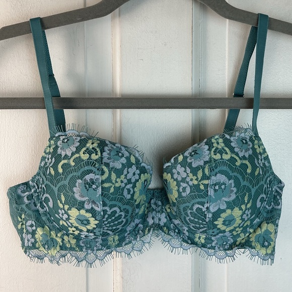 Victoria's Secret Other - Victorias Secret Dream Angels Demi Bra 32B Teal Lace Lightly Lined Flirty